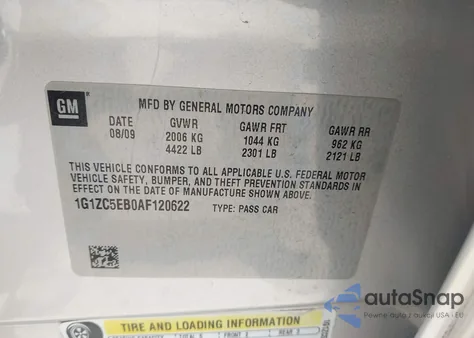 2010 Chevrolet Malibu Lt z USA, uszkodzony, nr VIN 1G1ZC5EB0AF120622